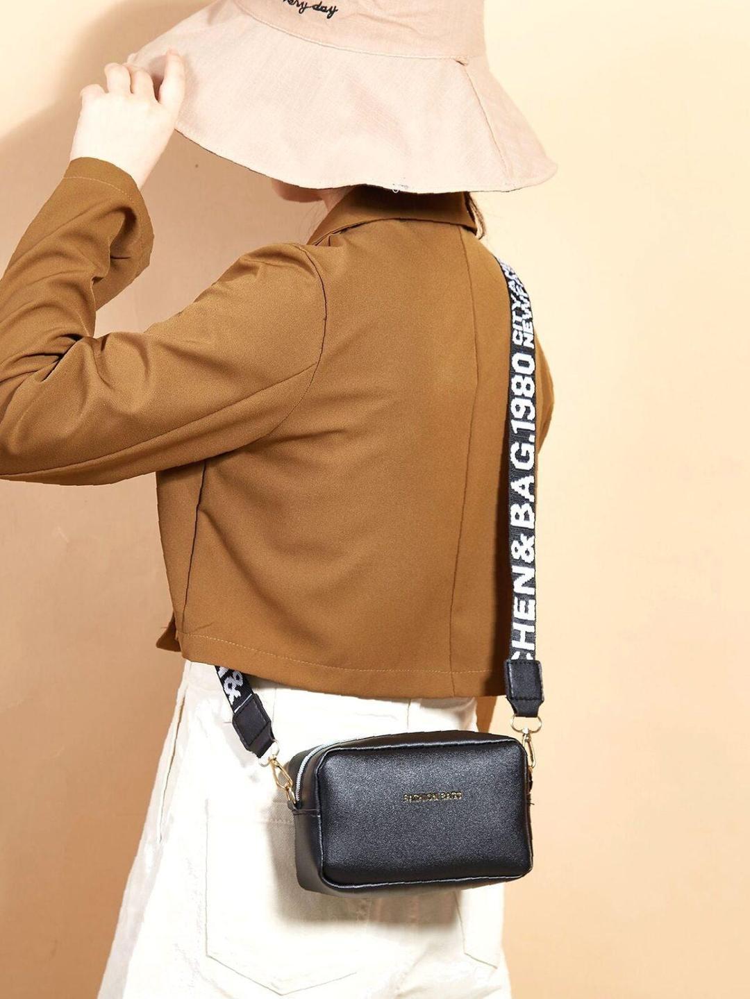 Black Leather Crossbody Bag For Girls